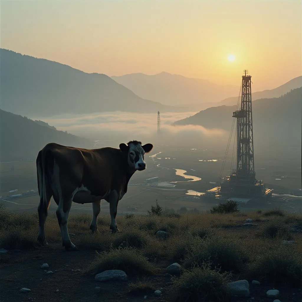 Vista panorámica de Vaca Muerta al amanecer
